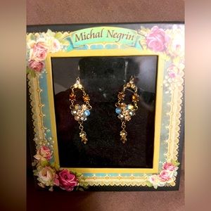 New! Michael Negrin long chandelier hand crafted with crystals vintage earrings